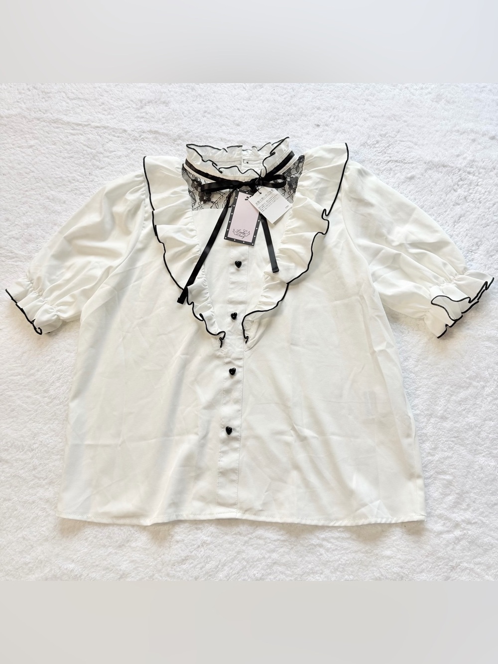 NEW Blouse Jirai Kei Ryosan Lolita Bow Lace Tops Japan Idol White Black Gothic